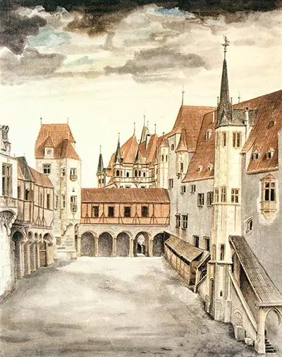 Innenhof des ehemaligen Schlosses in Innsbruck mit Wolken Albrecht Durer